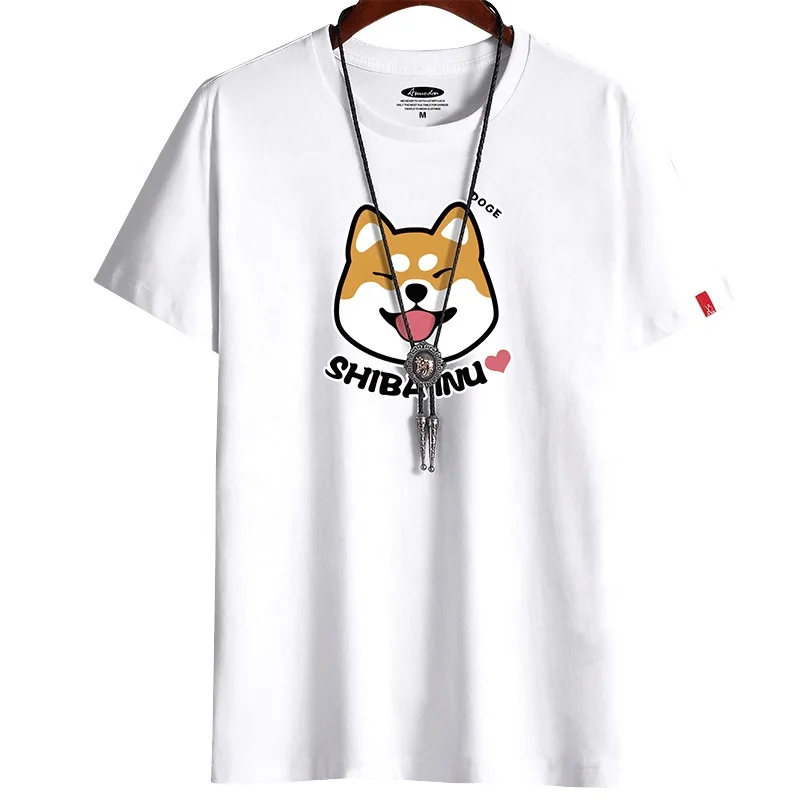 

2021 Printed Logo Custom100% Cotton T Shirt Men short Sleeves Casual with doge graphic pictures