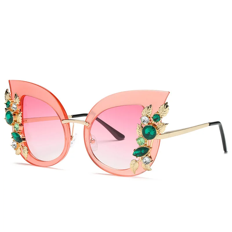 

2022 Fashion Luxury Rhinestone Baroque Crystal Polarized Oversized Cat Eye Ladies Design Hot Selling Ladies Sunglasses, 11 colors