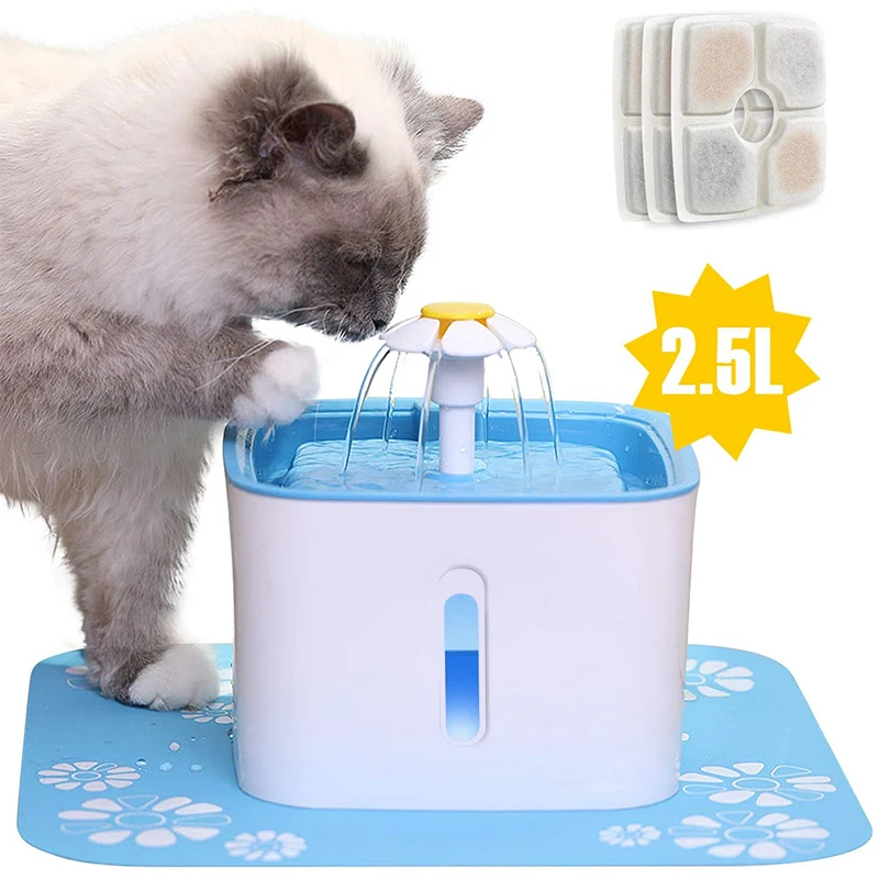 

2.5L Intelligent Pet Fountain LED Light Water Level Window Cat Dog Water Dispenser(No silicone pads)