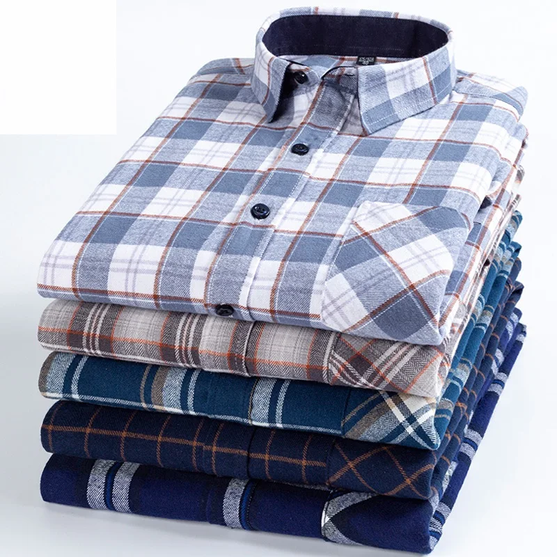 

23 Colors Plaid Shirt Men's Enzyme Washed Cotton Shirt Foreign Trade Shirt