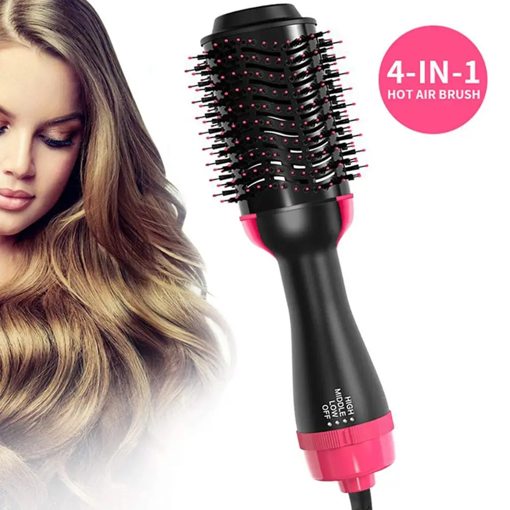 

3 in 1 Electric Straightening Curly Hair brush & Straight Hair Comb Heated Portable Hair Dryer Brush, Black