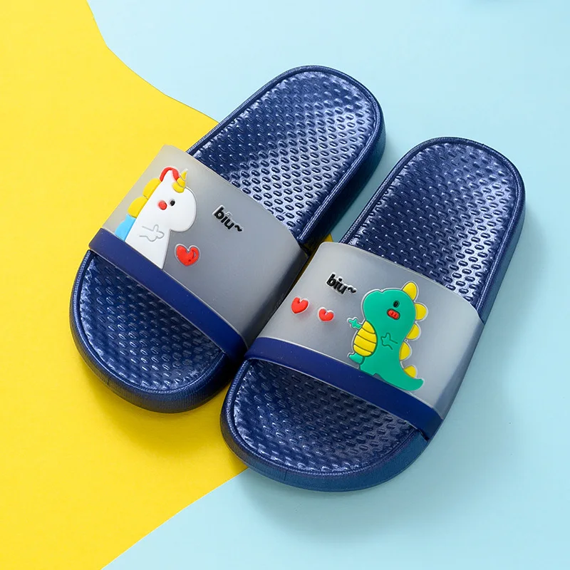 
Summer Beautiful Kids Cartoon Dinosaur Slippers Non-slip PVC Plastic Bathroom Children Boys Girls Sandals Slippers Customized 