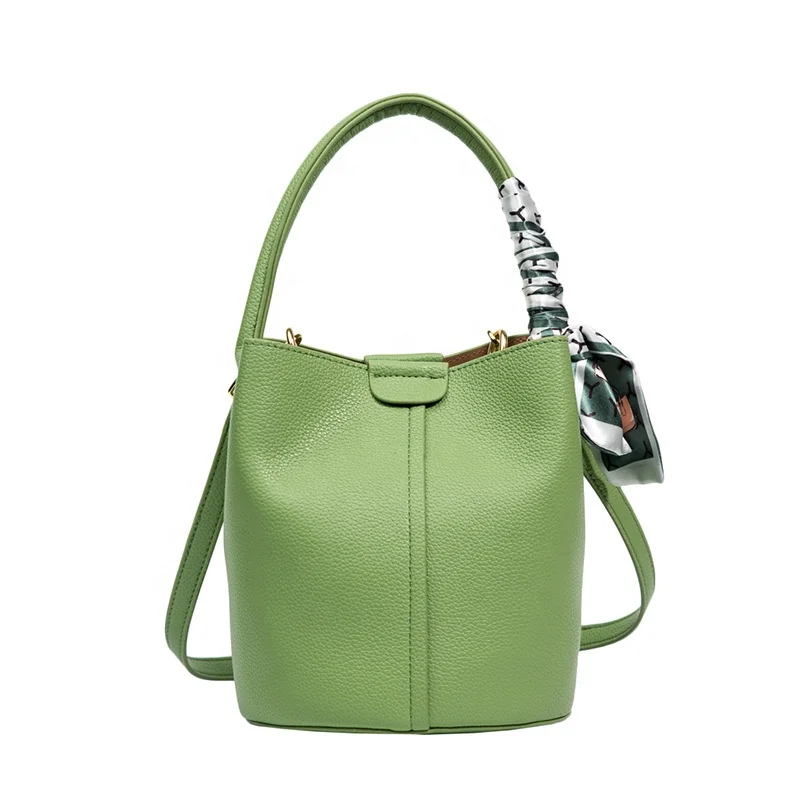 

2022 Fashion Square Long Handle Bucket Single Shoulder Bag Women's Leather Handbags