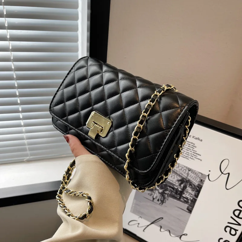 

affordable luxury fashion2021New trendy women's bags rhombus chain bag autumn and winter wild shoulder messenger bag, White, red, purple, green, black, silver gray