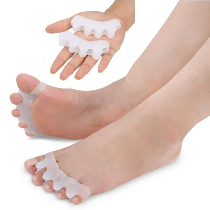 

Silicone Gel Toe Separators Foot Care Toe Correction Elastic for Hallux Valgus Bunion Toe Correcter, White, blue