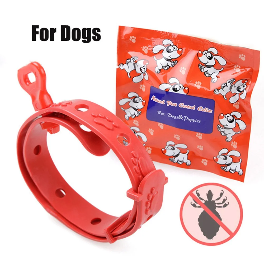 

Cute Paw Printing Adjustable Dog Anti Flea Collar, Red
