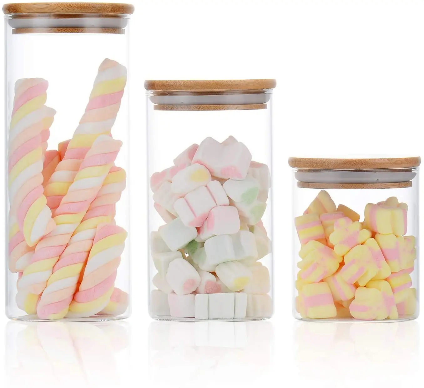 

Glass food storage container with Airtight Bamboo Lids, Transparent