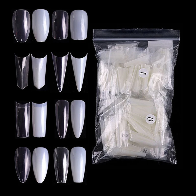 

Private Label French Tapered Clear Natural 500pcs Bag Design Easy Use ABS XL XXL Ballerina Coffin Stiletto Square Almond Nail