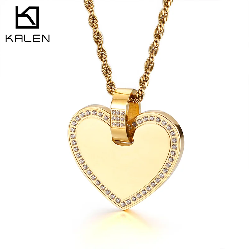 

High Quality Fashionable Heart Shaped Necklace Chain 316l Stainless Steel Plated Gold Zircon Jewelry Necklace For Women, Silver/gold