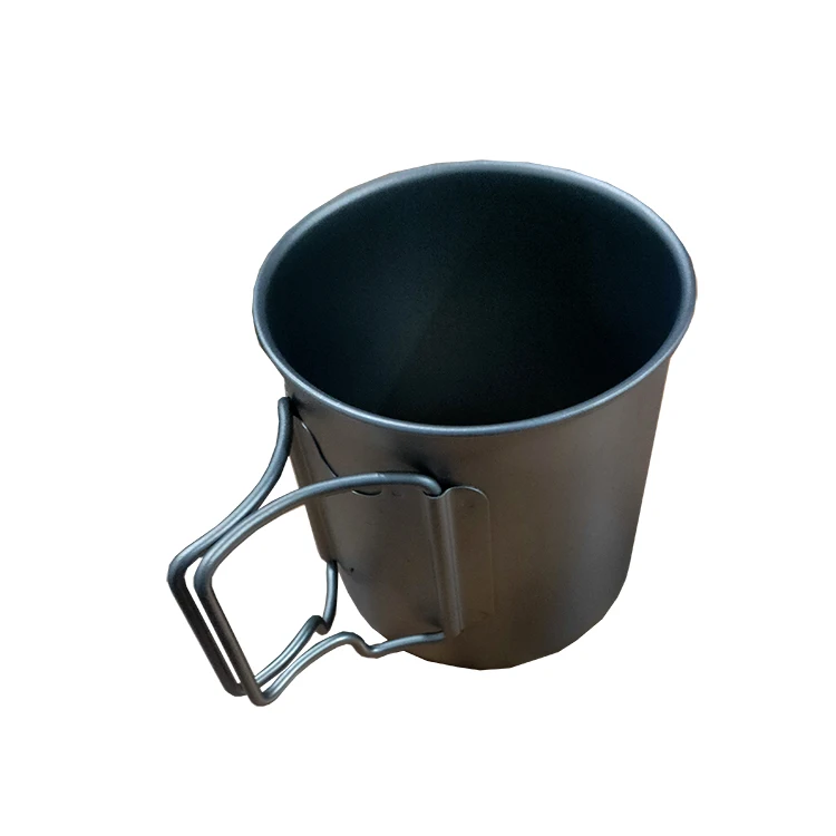 

wholesale price 420ml Titanium camping cup titanium mug with folding handlebar, Silver