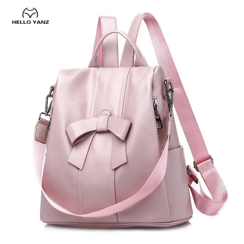 

Women Fashion PU Leather School Backpack Shoulder Bag Waterproof Anti-theft Girls Bow College Backpack Bag, Colorful