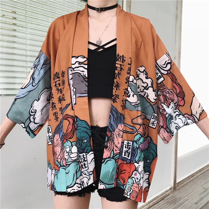 

harajuku kawaii shirt Japanese streetwear outfit kimono cardigan female yukata Japan Style blouse