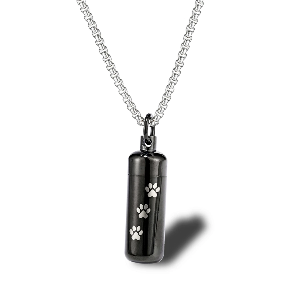 

Stainless Steel Commemorative Urn Pet Cremation Ashes Perfume Jewelry Series Long Tube Bottle Necklace For Cats Dogs