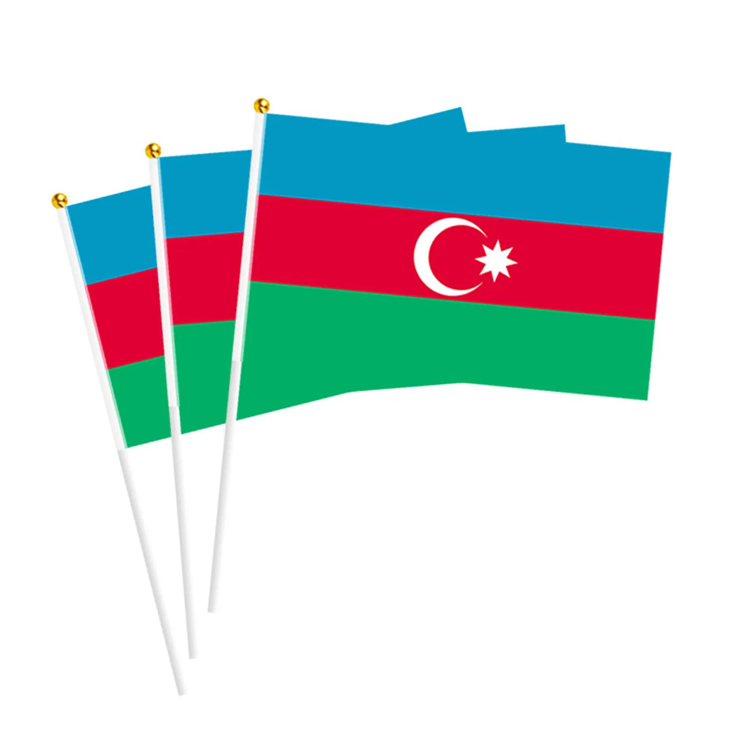 

Free Shipping Azerbaijan Flag 14x21CM Polyester Table Flags with Pole Flying Country Hand Waving Stick Azerbaijan Hand Flags