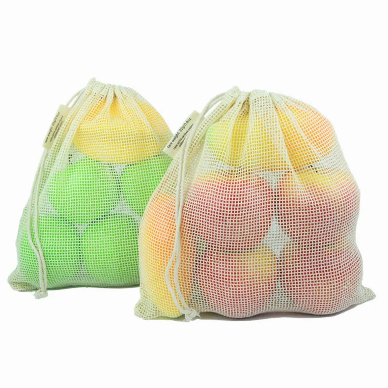 

reusable organic produce organic cotton mesh net bag, Customized color