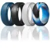 Mens Silicone Rings Wedding Bands - 7 Pack / 1 Ring Metallic Black and Camo Colors