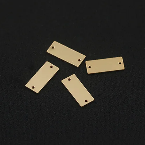 Blank Jewelry Laser Tag Real 14K Gold Filled Engravable Rectangle Connector Charms