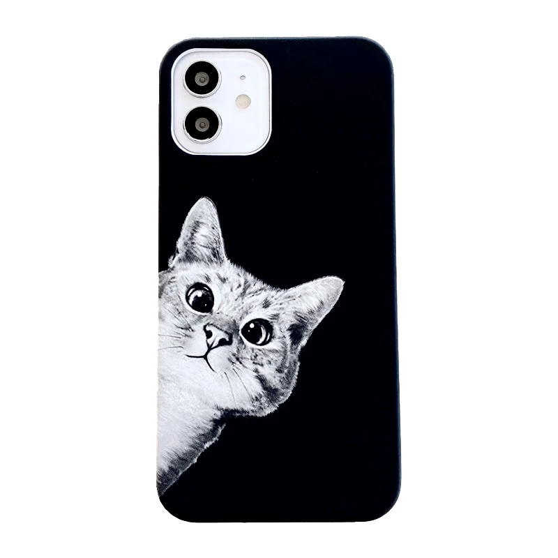 

Black White Cat Phone Cover PC Mobile Phone Case for iPhone 12 11 XS XR 7