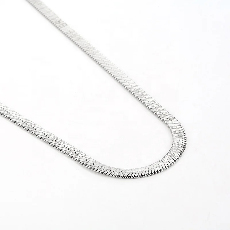 

Wholesale Jewelry Stainless Steel Flat Snake Chain 6mm Width Herringbone Chain Lobster Clasp Necklace, Silver/gold/rose gold