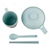 2019 eco biodegradable Plastic chopsticks spoon cup dinner dinnerware sets cutlery set wheat straw tableware set