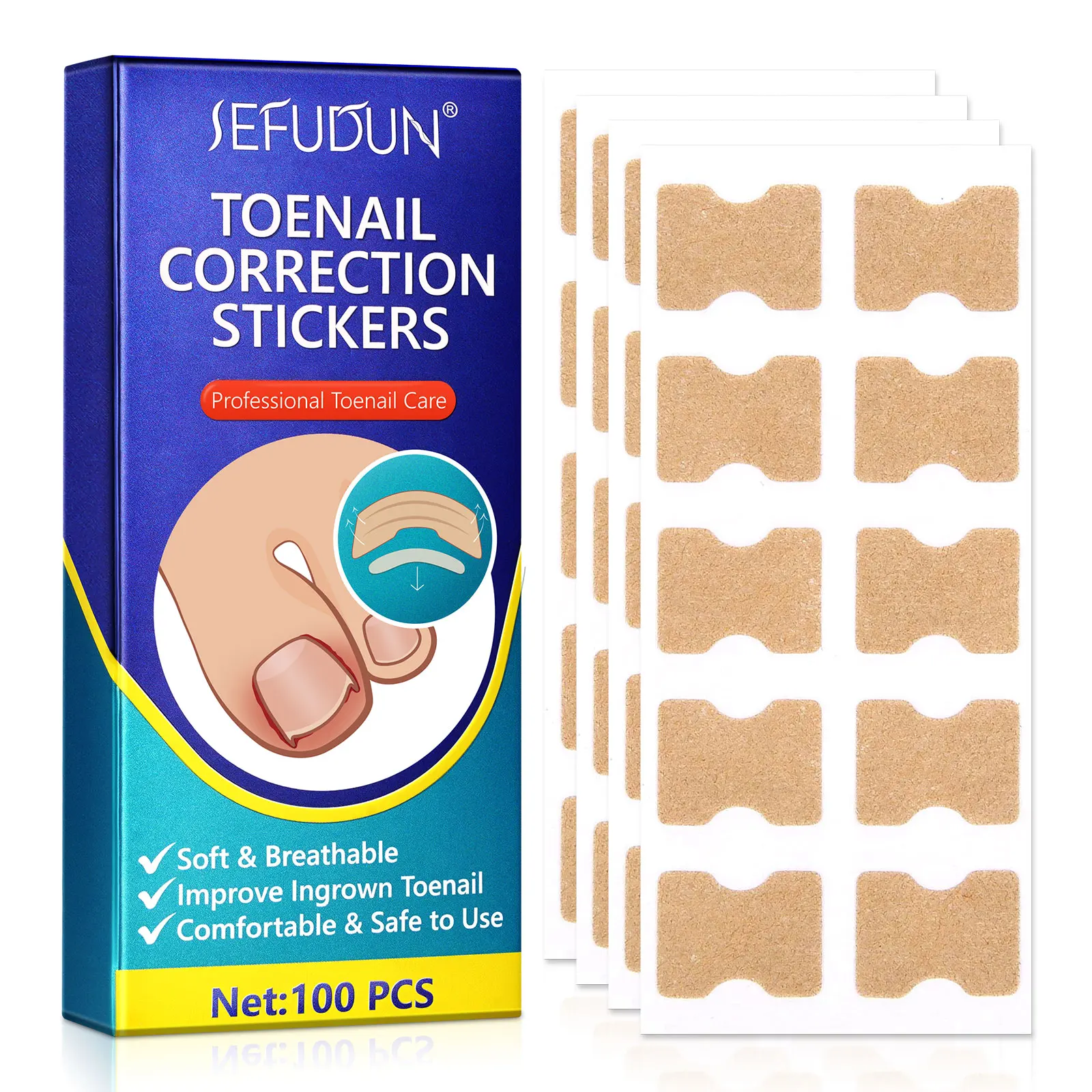 

SEFUDUN Soft Breathable Sate Toenail Correction Care Toenail Correction Stickers Ingrown Toenail Correction