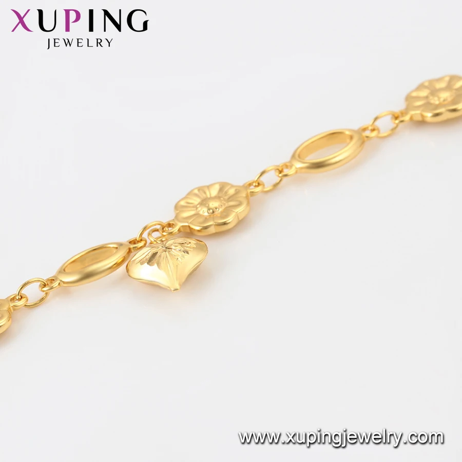 
76924 xuping 24K gold color copper body jewelry charm anklet for women 