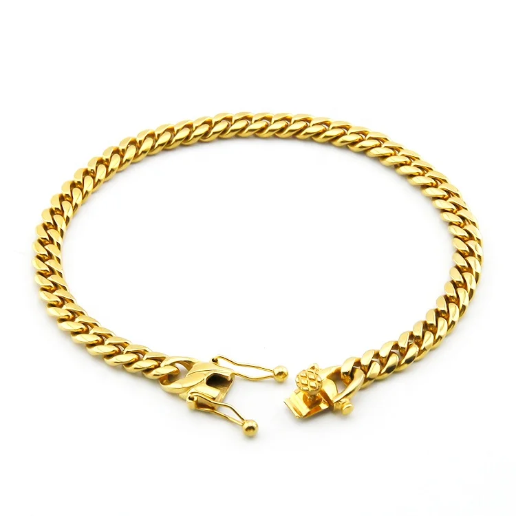 

Gold Filled Jewelry Punk Style Miami Stainless Steel Curb Cuban Link Chain Bracelet Women