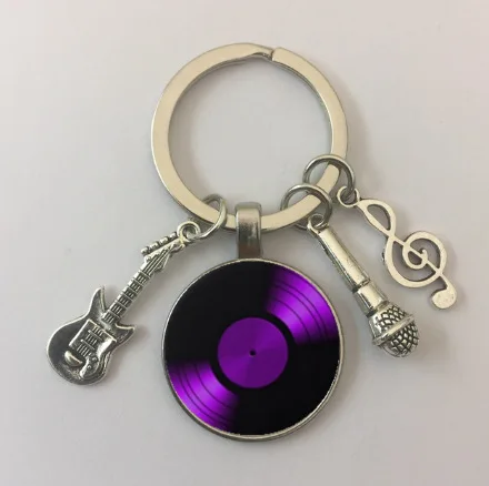 

promotional custom DJ LP vinyl Music keychain record metal key chains Music Festival souvenir gifts Microphone violin Key chain