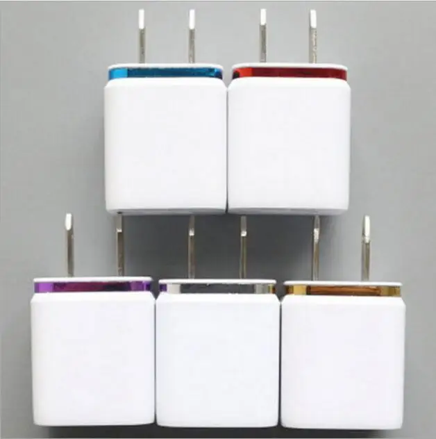 

Hot sales new arrived dual usb wall charger for universal mobile phone US EU plug wall adapter, Gold,silver,blue,purple,red