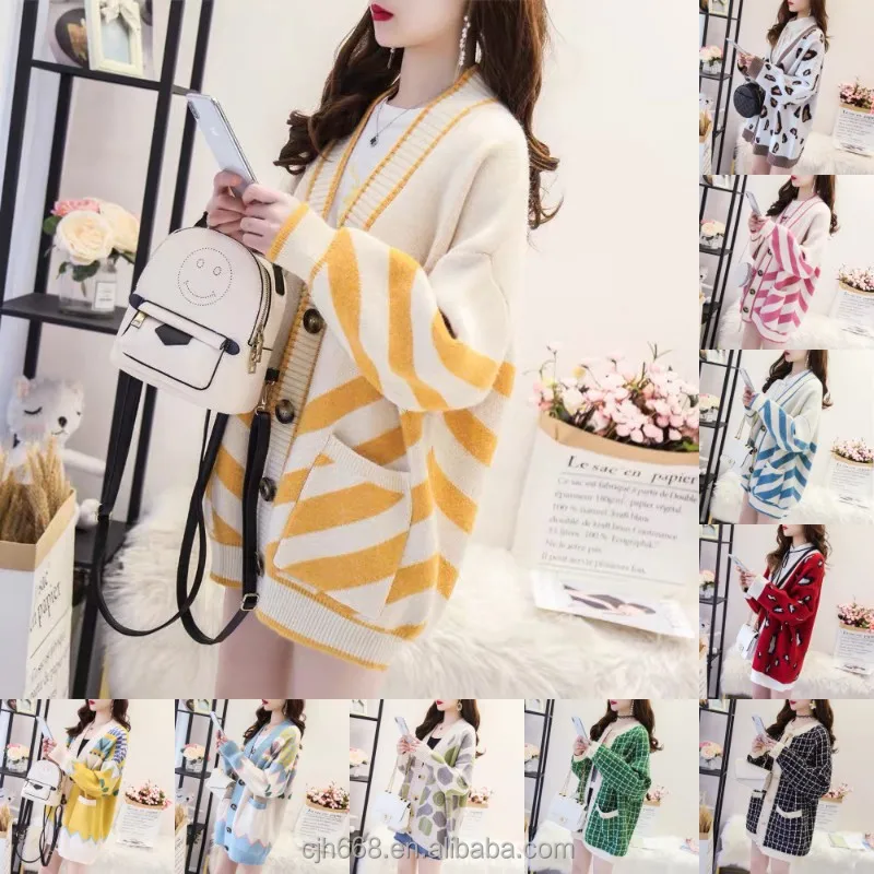 

Factory wholesale ladies autumn knitting leopard print sweater ladies big coat oversize long sweater cardigan, Customized color