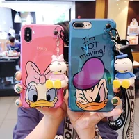 

Laser Bling Pendent Doll Hand Strap funny Donald Duck daisy Phone Case For iPhone 8 8Plus 7Plus 7 6 6s Plus