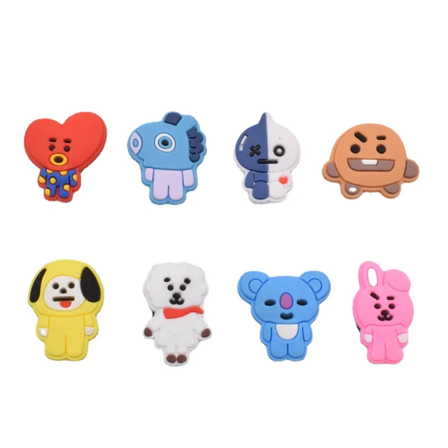 

2021 Wholesale Korea star Custom Designer PVC Shoes Accessories Kid Clog Decoration Accessories Charms jbtz Croc Shoes Charm, As picture