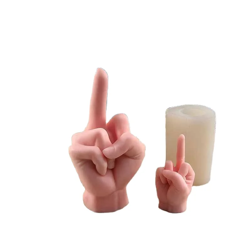 

1323 Middle finger candle silicone mold DIY creative gesture middle finger aromatherapy plaster cake decoration, White transparent