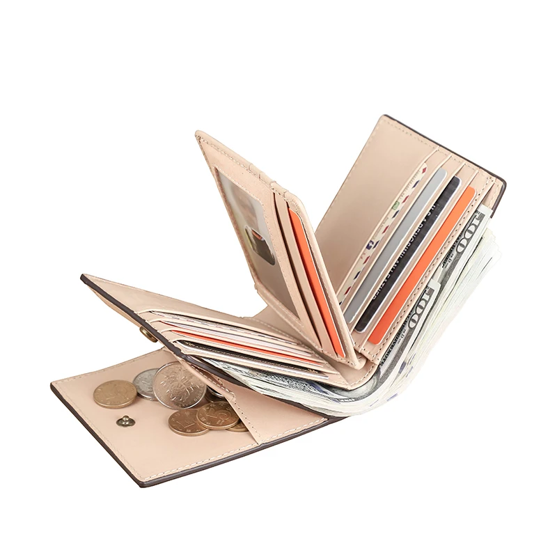 

CONTACT'S 100% Genuine Leather Wallet Men Brush-Off Design Short Coin Purse Luxury Brand Card Holder Men Wallets Money Purse, Coffee