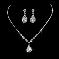 

Wholesale Cheap Rhinestone Wedding Bridal Necklace Earring Women Jewelry Set