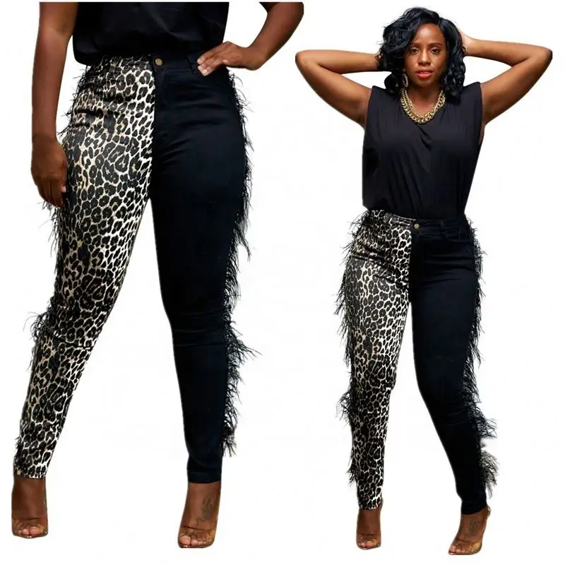 

CY059 Plus Size Feather Pants Tassel Fringed Trousers Women Winter Fall Clothing Joggers Pants Trousers Sweat Skinny Sexy Pants