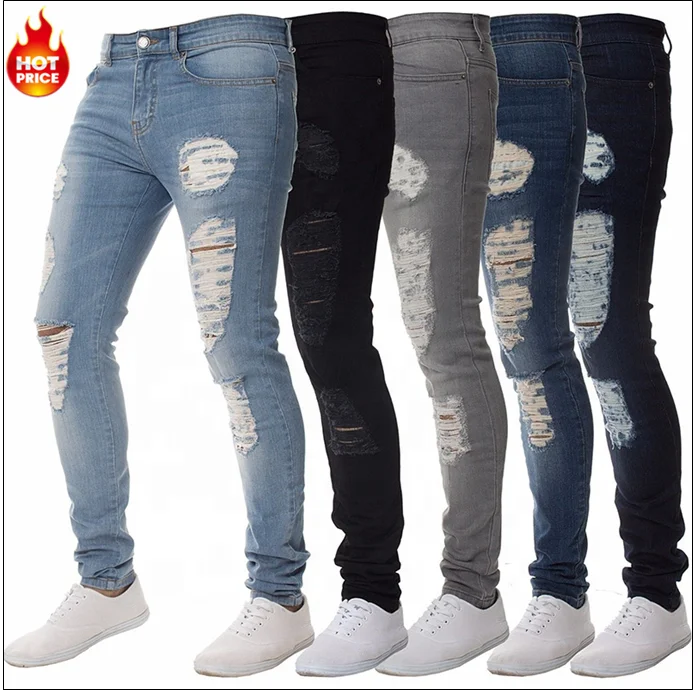 

BH01 european wholesale fashion pantalones custom stretch ripped denim man branded distressed trousers skinny jeans men