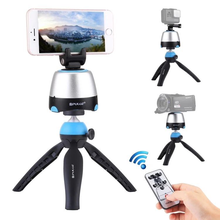 

PULUZ Electronic 360 Degree Rotation Panoramic Head Tripod Mount Phone Clamp with Remote Controller for Smartphones for Camera