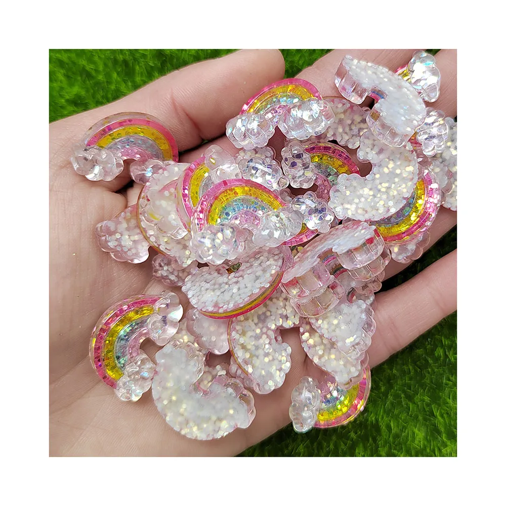 

Hot Popular Shiny Gradient Glitter Rainbow Butterfly Mermaid Shell Resin Flatback Cabochons For Scrapbooking Phone Case Decor