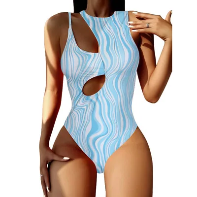 

Summer New Sexy Hollow out a bandage women's swimwear 2021 Soild Color One-piece swimsuit Push Up Bikini Bathing Suits Beachwear