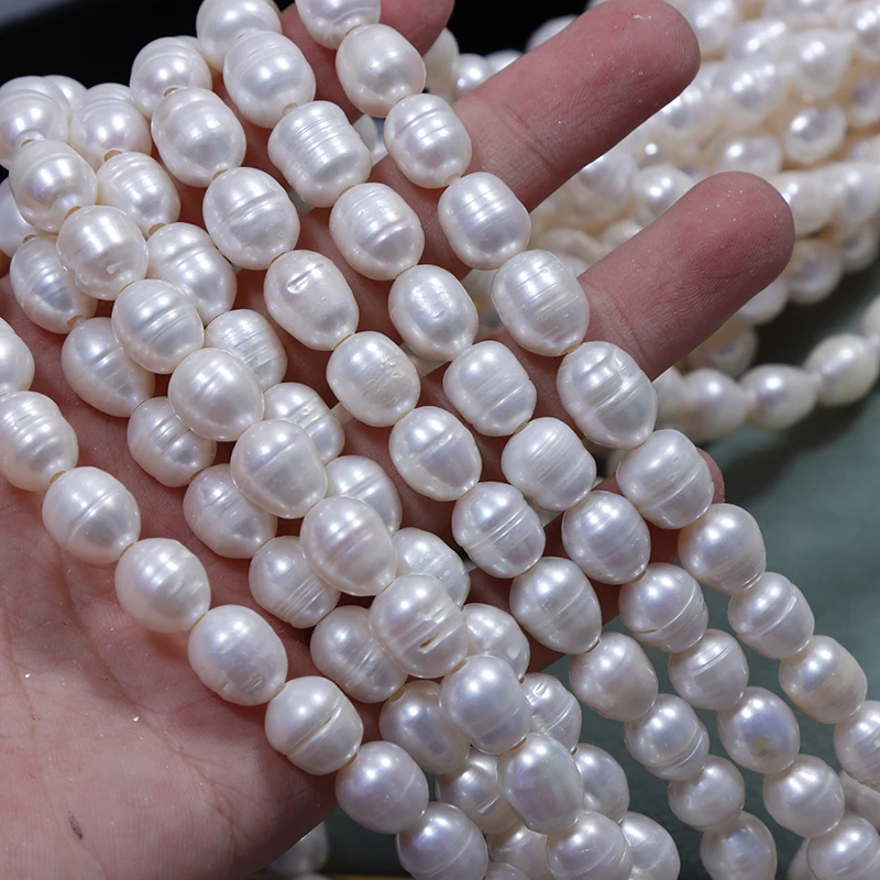 

8-9mm Rice Grain Shape Pearls Beads Real Natural Freshwater Pearls Semi-Finished Products Loose Beads