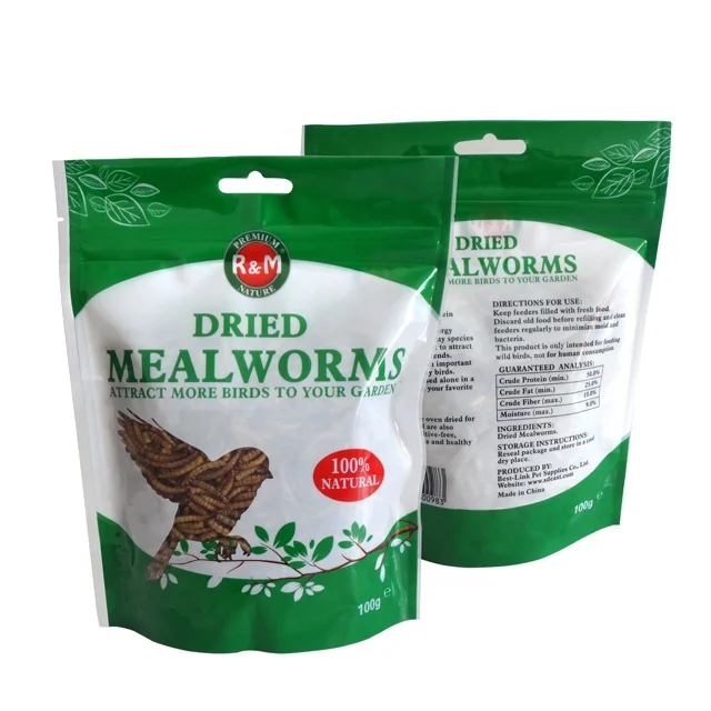 
Dried Mealworms High Protein Customised Birds Food for Fishes Reptiles in Bags 100g Factory Directly Supply 