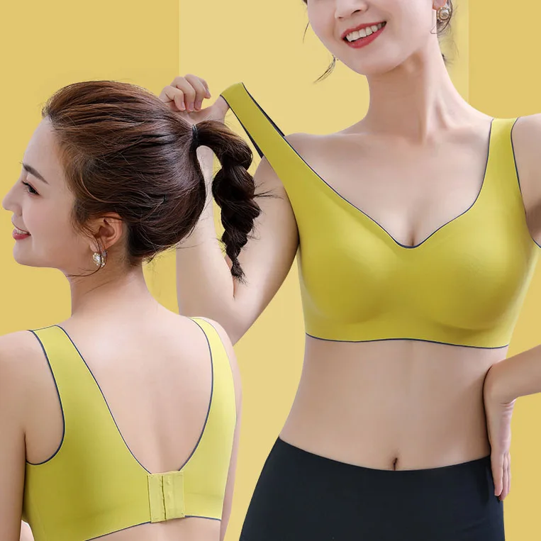 

Cheap Price Seamless Bra Plus Size One Piece Latex Bra Sports Bra Vest Women, Yellow,black,grey,skin,red,lime color