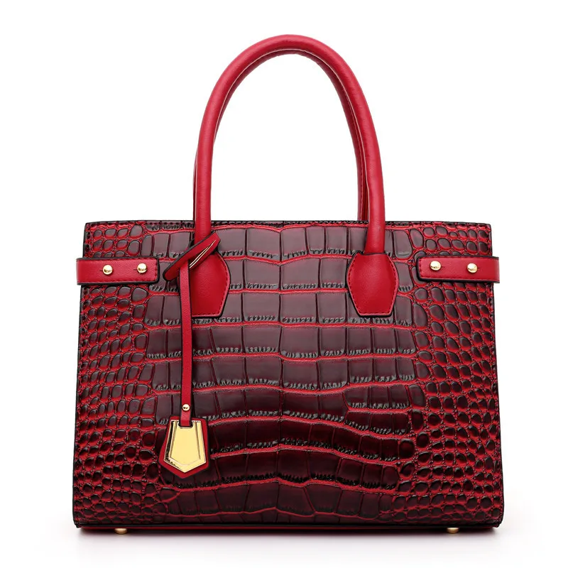 

2020 Fashion designer crocodile pattern ladies shoulder bag alligator custom pu bags women handbags luxury leather, Red,black,green,brown,pink,yellow