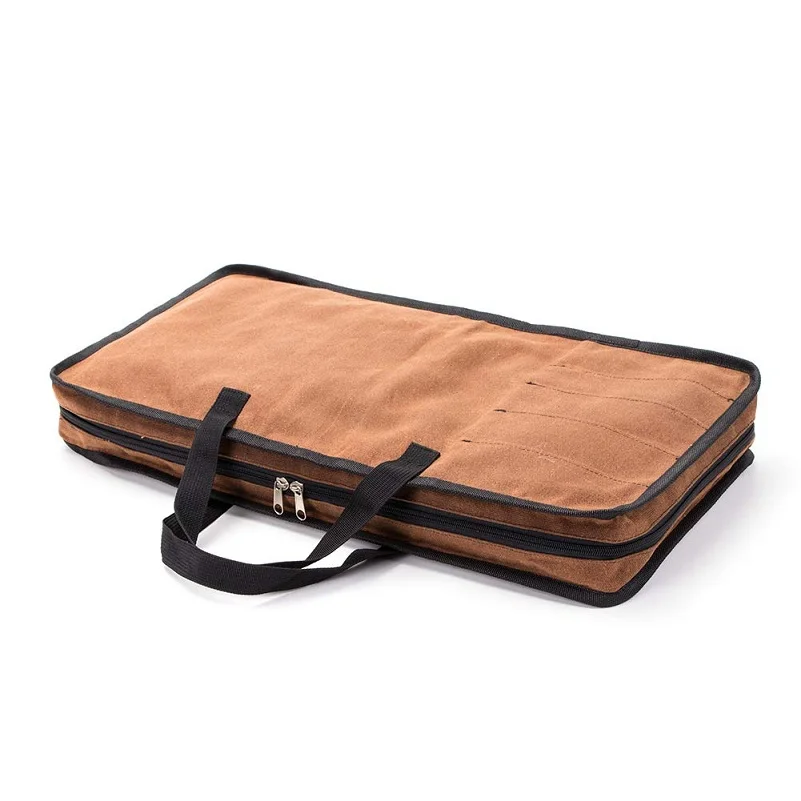 oem 打蜡帆布厨师刀袋 10 分离槽厨师手提包刀袋