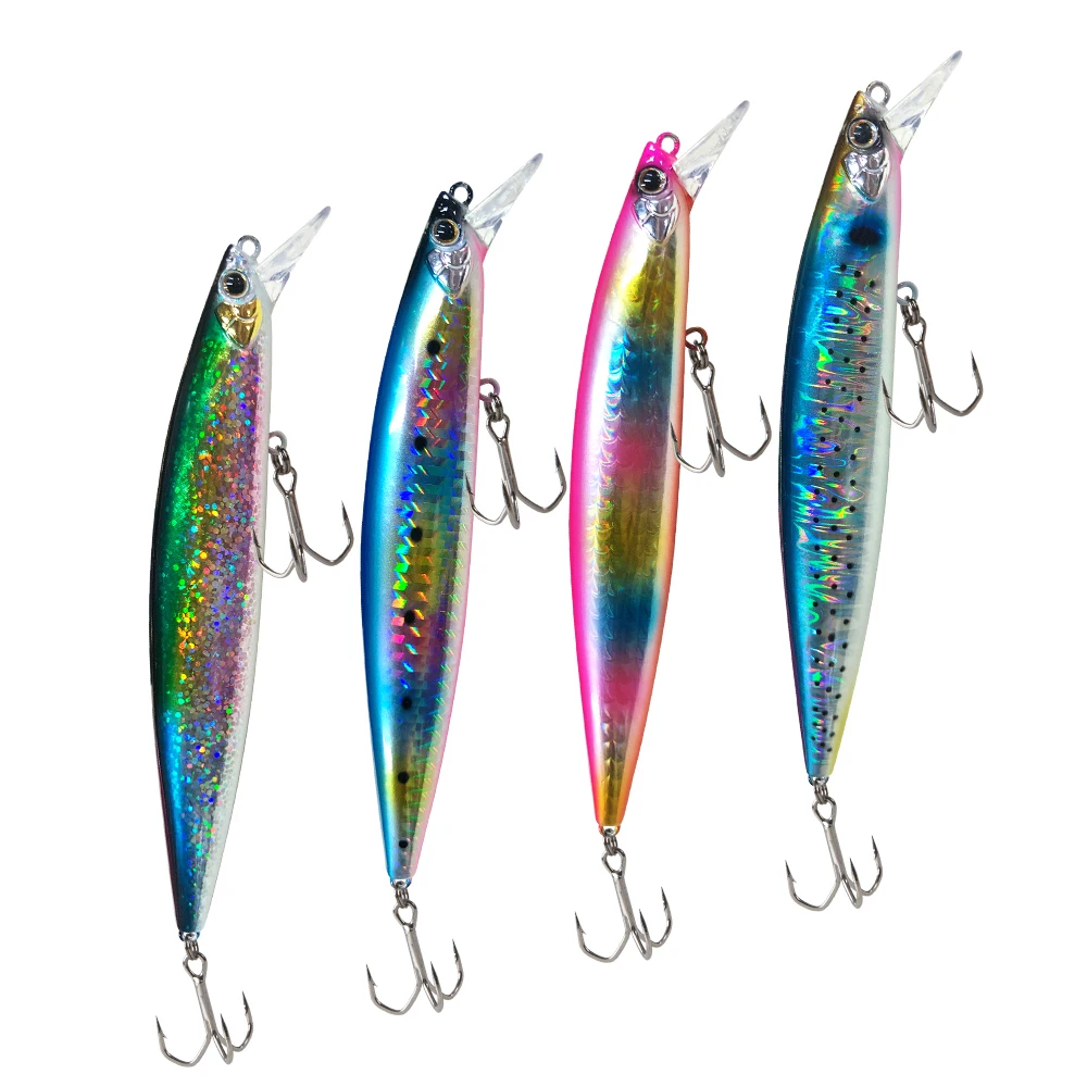 

HONOREAL HNMS03 120MM 22G 0.3-1M FLOATING holographic teaser oem hard quality fishing minnow fishing lures, 10 colors