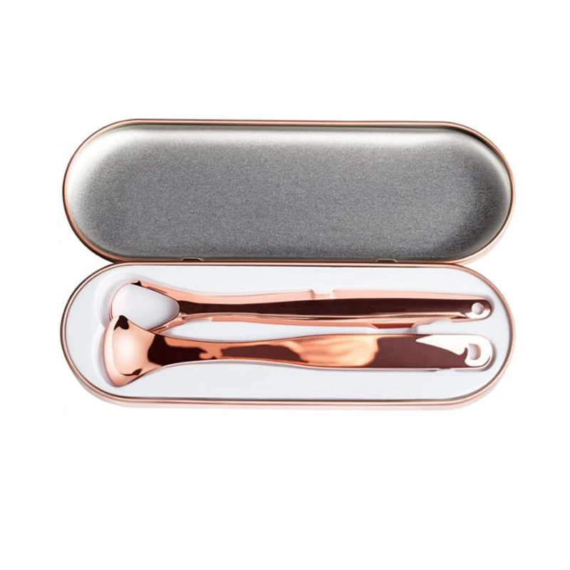 

Stainless Steel Tongue Cleaner Scraper Tongue Cleaner for Bad Breath Metal Tongue Cleaner Set, Rose gold