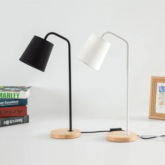 Modern Nordic Simple Gooseneck Nordic Bedroom Reading Bedside LED Night Wooden Lamp