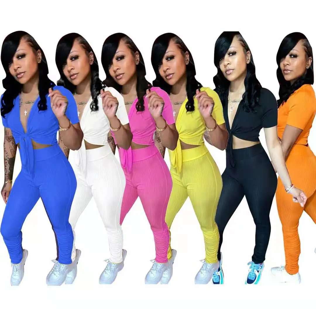 

Summer new solid color pit strips wrapped chest high waist pile pile pants suit woman pants stacked pants