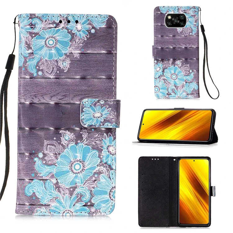 

For Xiaomi Poco X3 NFC 3D PU Leather Flip Magnetic Flower Cute Cartoon Butterfly Soft Wallet Phone Case with Card Slot Holder